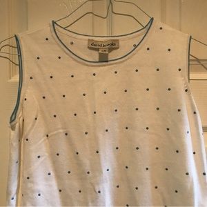 David Brooks sleeveless top. Blue and white dot large